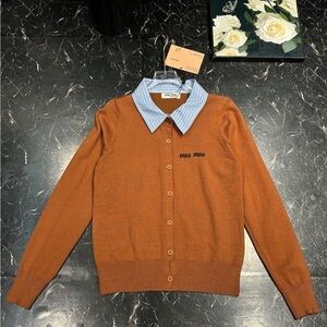 MIU MIU polo collar knitted sweater